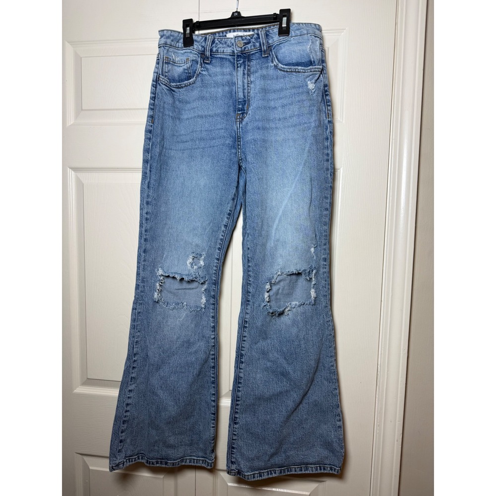 Willow + Root The Flared Out Distressed High Rise‎ Flare Jeans Blue 29x32 WR204R